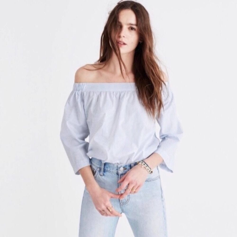 Madewell Striped Off The Shoulder Top XXS